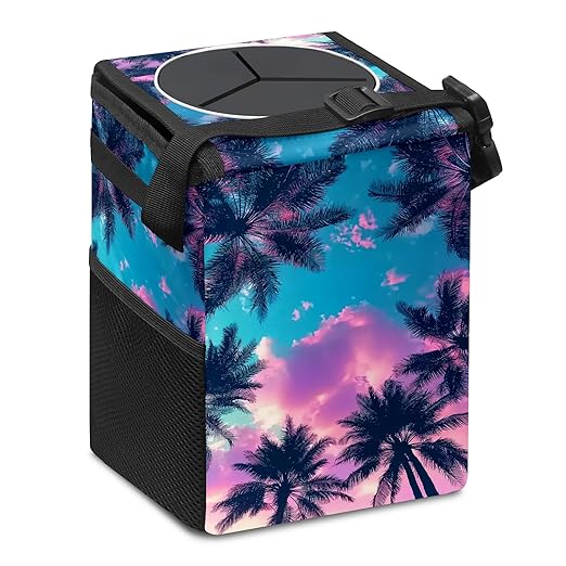 GVGHIDZ Car Trash Can – Multi-Purpose, Lightweight and Portable with Durable Water-Resistant Coating, No Installation Required, Practical and Ample Capacity, Variety of Colors.Coconut Tree