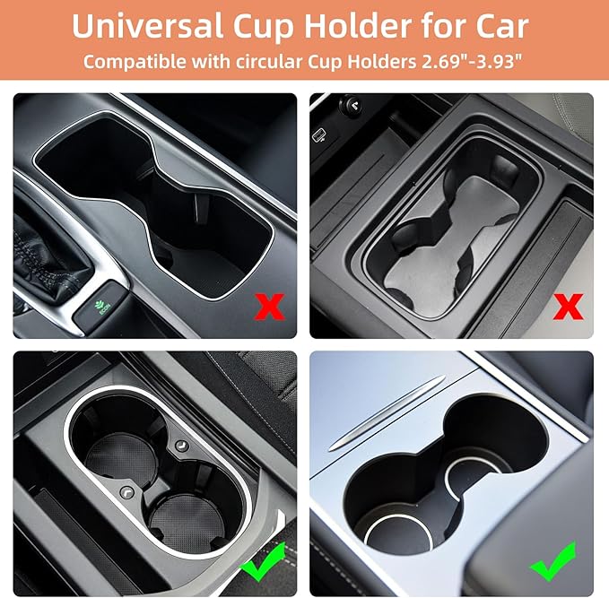 Car Cup Holder Expander with Phone Holder, 2 in 1 Big Cup Organizer with Adjustable Base, fits for Tumbler Cup 20-40oz Hydro Flask, Yeti, 3.4”-4.1” Cups