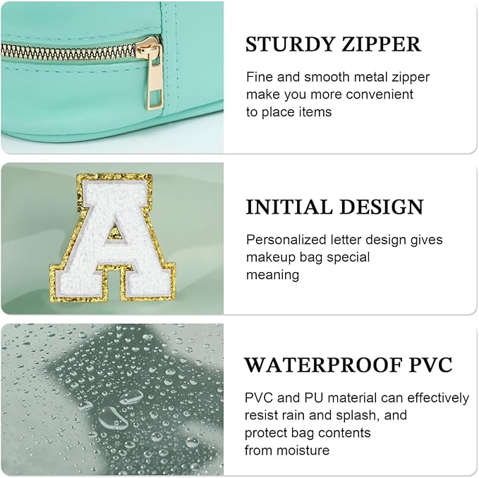 YOOLIFE Initial Clear Makeup Bag | Travel Clear Makeup Bag | Travel Beach Toiletry Bag | Car Organizer Essentials for Women | Teacher Birthday Gifts Valentines Gift Blue K
