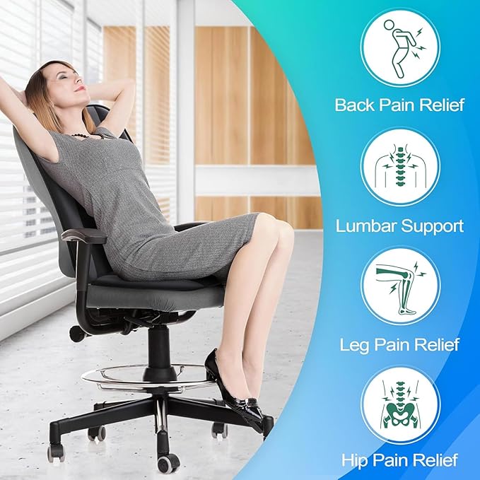 Car Seat Cushion with Back Support Pillow for Ford Ranger 2024, Pillow Memory Seat Covers Desk Chair Cushion Back Support for Automotive Seat Driver Interior Accessories, D/Dark Grey