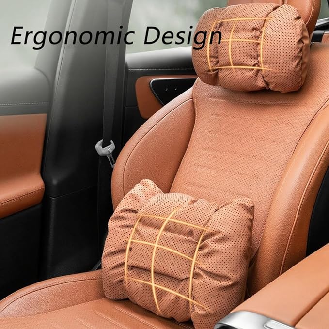 Neck Pillow Automotive Seat Cushions for Mercedes Benz GLS/AMG X167 X166 SUV 2015-2025, Relieving Neck Stiffness Sciatica Relief Car Headrest Lumbar Pillow,Red