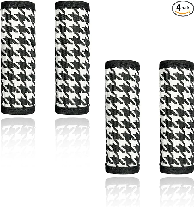 Car Inside Door Handle Protector, Soft Car Inner Front Rear Door Pull Handle Cover, Universal Anti-Scratch Vehicle Interior Grip Gloves Decoration Accessories for Women Men (Grid-4PCS)