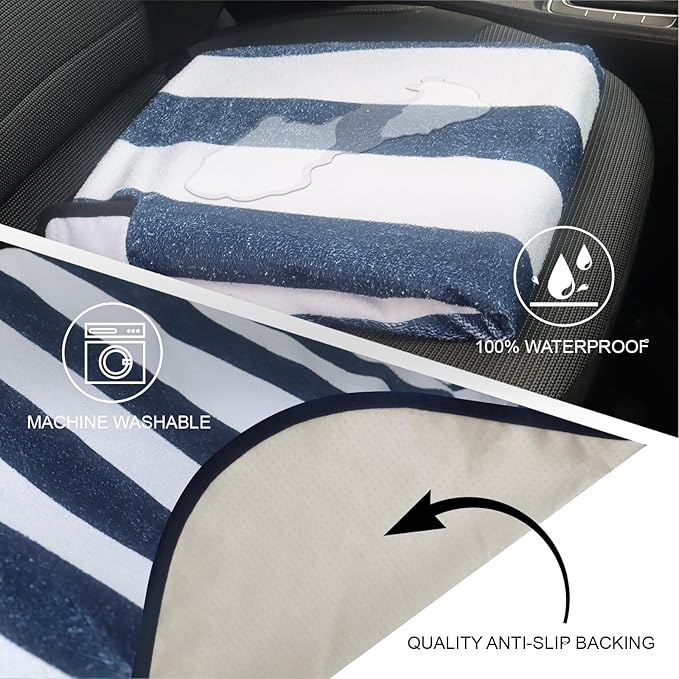 nbnhxnff Sweat Towel Car Seat Cover Protector Rear Seats for Gym Workout,Running,Swimming,Beach and Hiking,Waterproof Universal Seat Cover for Car,Trucks,Van&SUV(Blue & White Stripe, 1pcs Rear Seat)