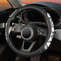 ZHOL Snake Skin Leather Steering Wheel Cover,Black and White Animal Fur Car Accessory Steering Wheel Cover,Universal 14.5-15inch,Anti-Slip Car Steering Wheel Protector for Women Men