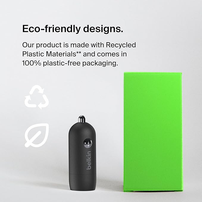 Belkin Boost↑Charge™ 30W Compact Fast Car Charger w/USB-C Power Delivery Port for iPhone 16, 16 Pro, 15, 15 Pro, Galaxy S25, S24, Note, Pixel 9 & More - Black