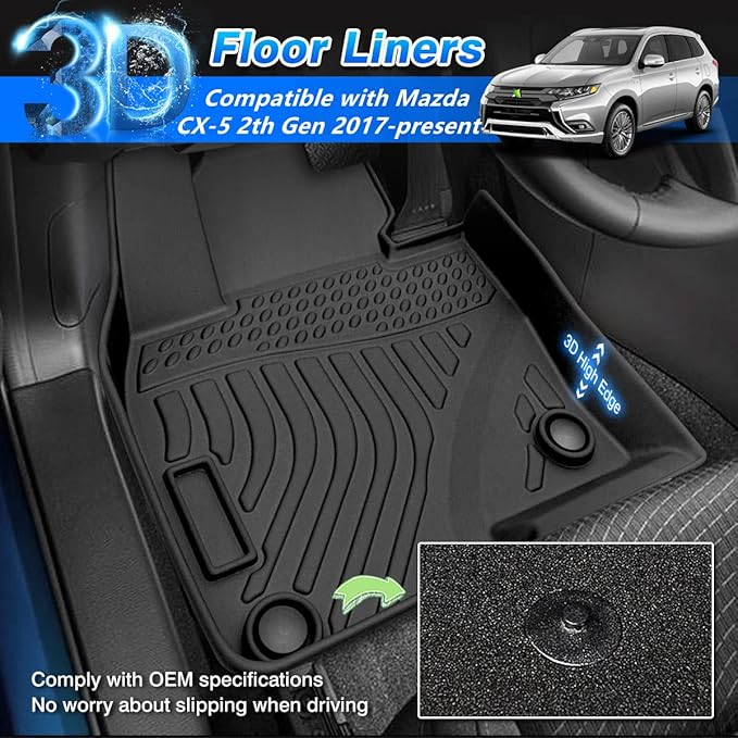 Cartist Floor Mats Fit for Mazda CX-5 2017-2025 2026, All Weather Floor Mats forCX5 Accessories Heavy Duty Car Floor Liner Waterproof