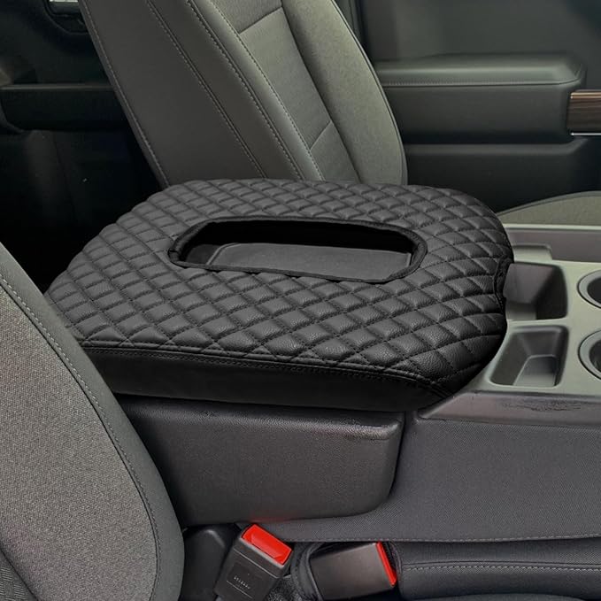 Xaido Center Console Armrest Cover Compatible with Chevy Silverado & GMC Sierra 2019 2020 2021 2022 2023 2024 2025 2026 Accessories, Jump Seat Console Arm Rest Cushion Protective, Black