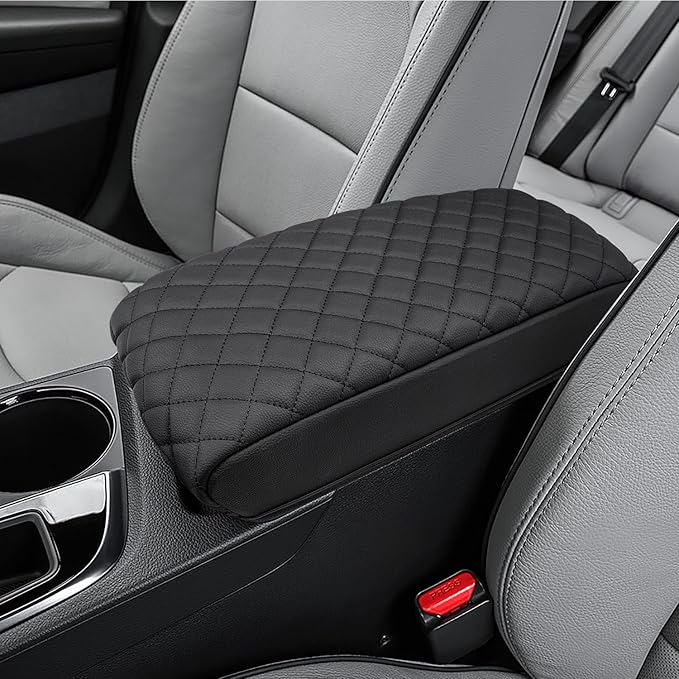 KBH Center Console Armrest Cover for Hyundai Sonata 2015 2016 2017 2018 2019, Middle Console Lid Protective Covering, PU Leather Interior Accessories, Black