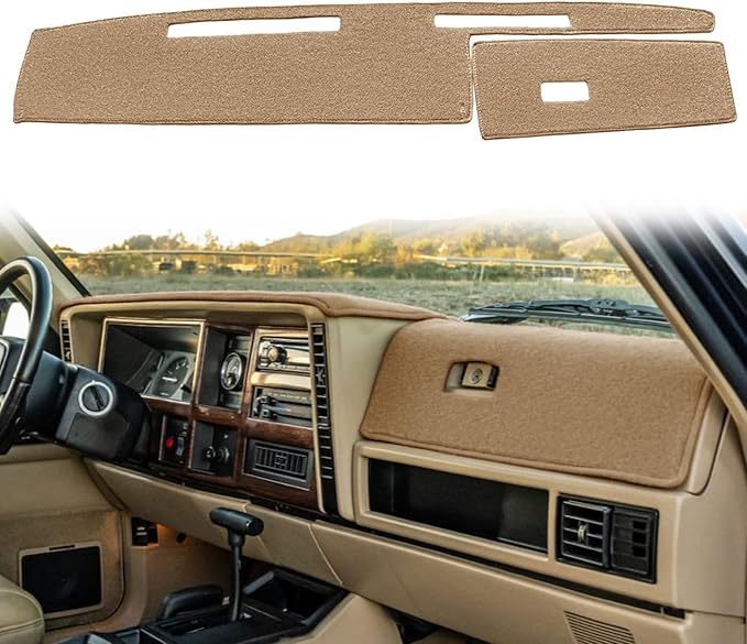Dash Cover Mat Custom Fit for Jeep Cherokee Comanche Wagoneer Limited Dashboard Pad Carpet Protector K186 (Beige)