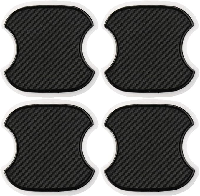 4Pcs Car Door Handle Stickers, 3D Carbon Fiber Texture Auto Door Cup Protective Film, TPU Scratch Protector Cover Guard Pad, Vehicle Door Bowl Paint Cover for Most Models(3.74''×3.93'')