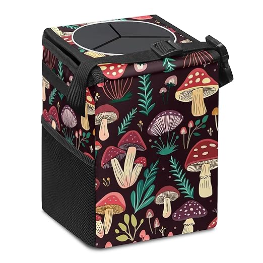 GVGHIDZ Car Trash Can – Multi-Purpose, Lightweight and Portable with Durable Water-Resistant Coating, No Installation Required, Practical and Ample Capacity, Variety of Colors.Mushroom