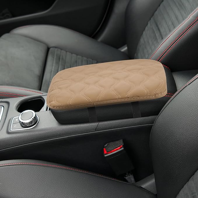 Car Center Console Armrest Cushion Pad Memory Foam Auto Armrest Cover for Fit Stylish Beige Protection Scratch and Damage Resistant
