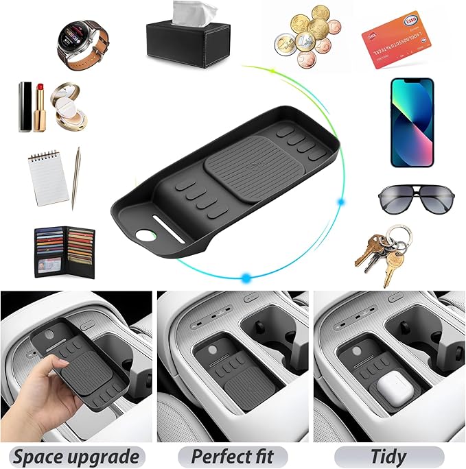 SKTU for 2026 Hyundai Palisade Wireless Charging Mat 2026+ Palisade Center Console Non-Slip Pad Hyundai Palisade 2026 Accessories 2026 Palisade Rubber Console Mat Durable