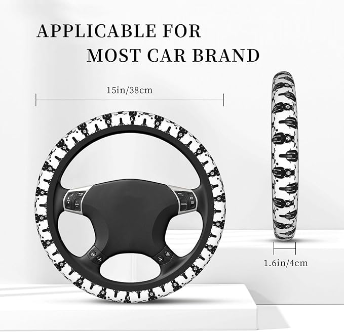 Antique Motorcycle Pattern Universal Fit Steering Wheel Cover for Car, Truck, and SUV, Durable Steering Wheel Protection