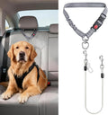 Idepet Dog Seat Belt for Car, 2 Pcs Stainless Steel Chew Proof Dog Seatbelt 3 in 1 Harness for Safety Heavy Duty Pet Seat Belt for Medium & Large Dogs (Grey