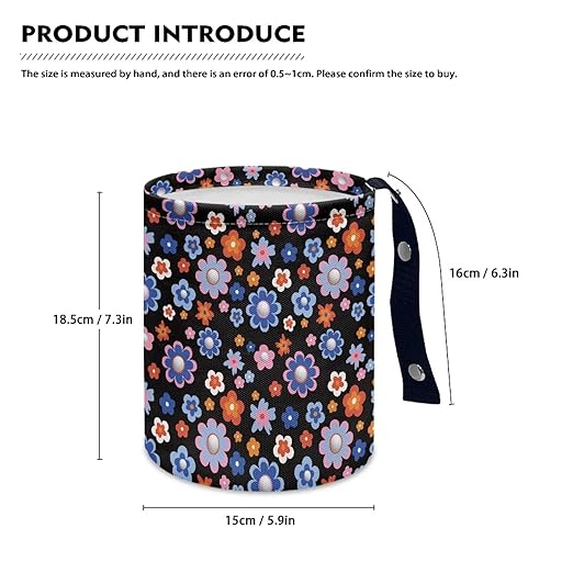 Brosoneto Groovy Hippie Flower Collapsible Trash Can for Cars, Family Gatherings, Camping - Easy to Clean Car Garbage Accessory