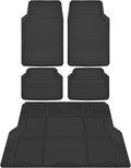 CAR PASS Black Rubber Car Floor Mats & Cargo Liners, All Weather Car Mats & Trunk Mats,Waterproof Automotive Floor Mats Trim to Fit for Most Cars Sedans SUVs Vans, Durable Heavy Duty Anti-Slip,Black