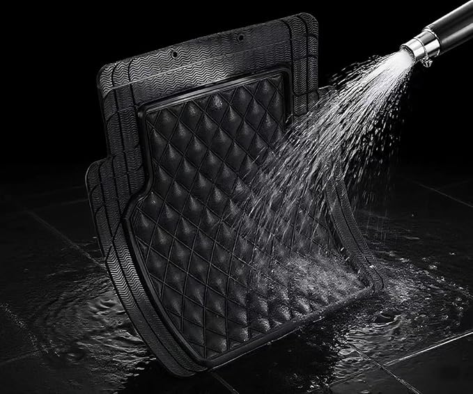 Universal Trim-to-Fit Car Floor Mats for Cars Trucks SUVs Rubber Non-Slip Waterproof All Weather Protection Floor Liner-Black