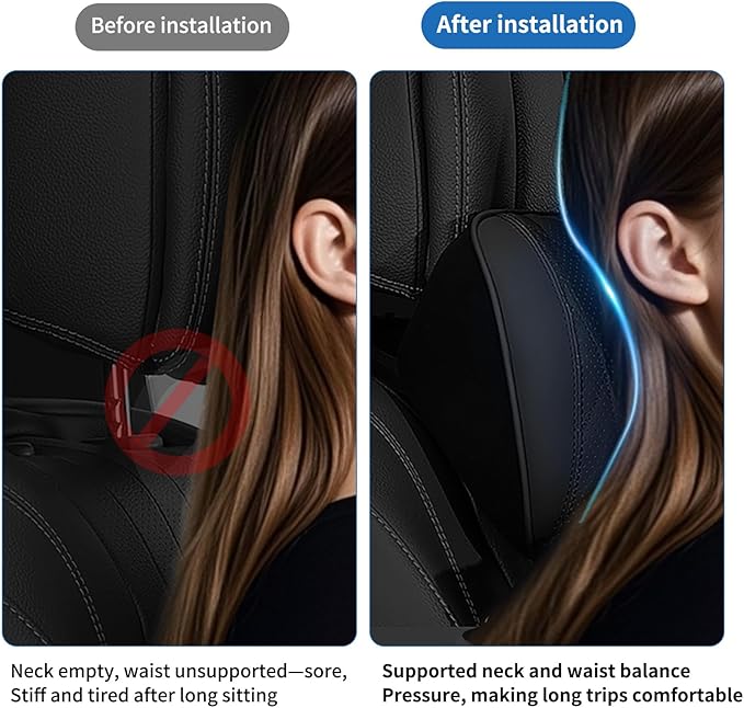 Anti-Stain Nappa Leather Car Neck Pillow for BMW New X3 X5 X2 X4 X1 X6 X7 2 3 4 5 7 Series Seat Headrest Neck Pillow, Soft Memory Foam Headrest with Lumbar Support Accessories (Black-bm-2 pcs)