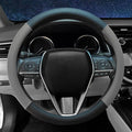 Mihecor Steering Wheel Cover Standard Size 14.5-15 inch, Non-Slip Car Wheel Cover Protector, Breathable Microfiber Leather, Black and Gray