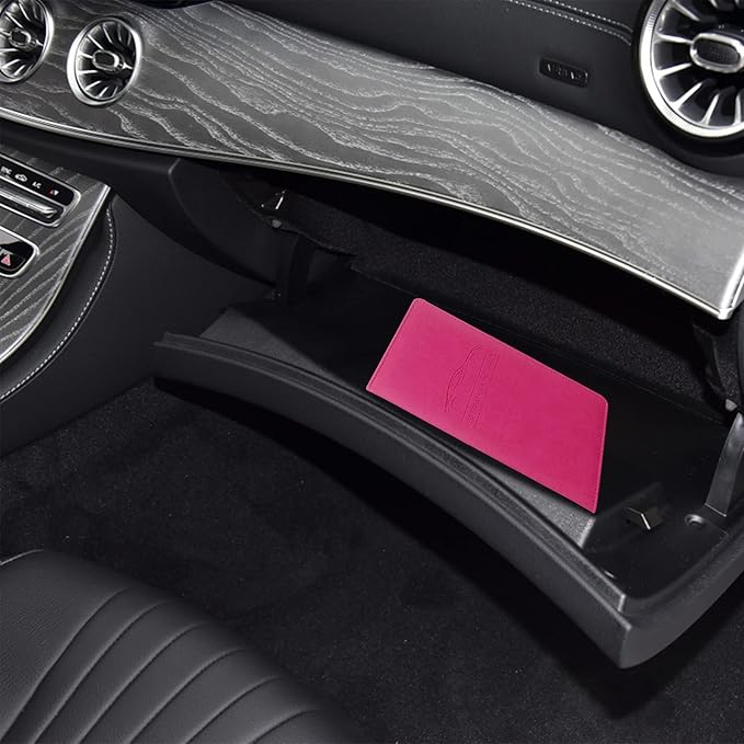 LumiMokki Premium Car Registration & Insurance Card Holder with Magnetic Shut, Vehicle Glove Box Car Organizer - For Documents, Cards, License (Rose red)