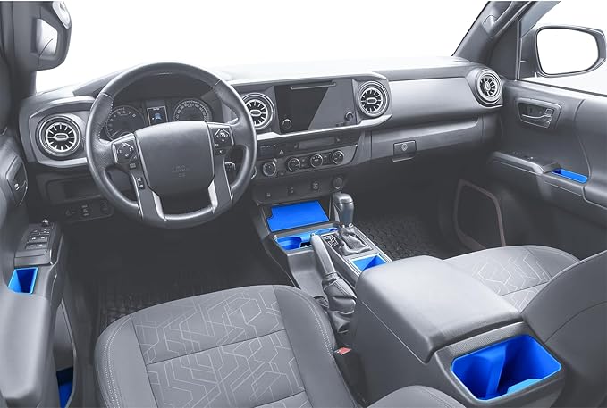 bgucar Interior Silicone Liner Insert Custom Fit for Tacoma 2016-2023, Silicone Organizer Tray for Tacoma Gen 3rd Crew Cab only - Fully Covered - for Tacoma Accessories