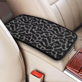 Car Center Console Pad Black Leopard Auto Armrest Seat Box Cover Animal Cheetah Polyester Farbic Arm Rest Protector Cushion Pad Vehicle Interior Protection Accessories for Truck SUV