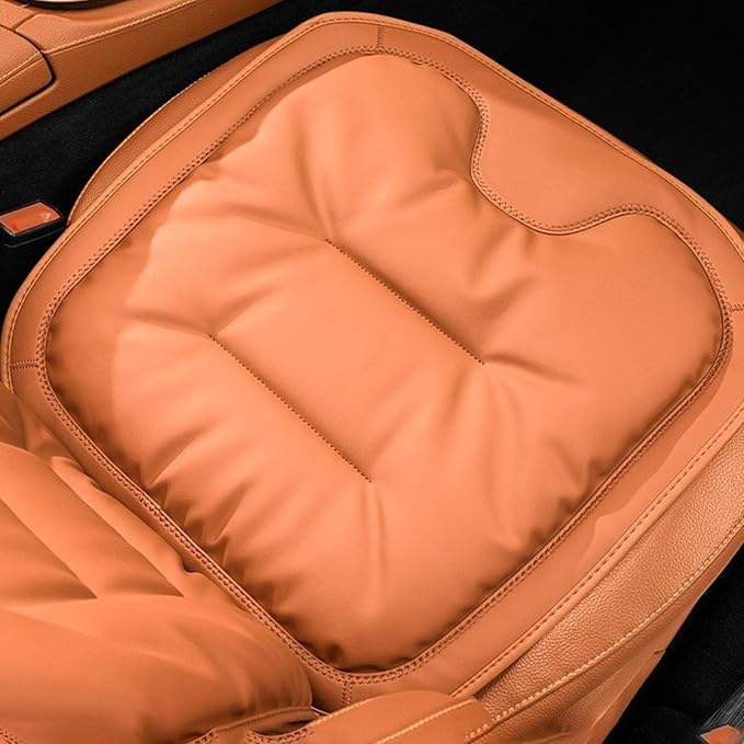 Car Seat Cushions, Skin-Friendly Leather Seat Cushions, Comfort Breathable Scratch Wear-Resistant, Memory Foam Seat Pad for Car, Office or Home Chair (Orange)