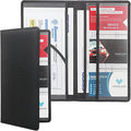 Car Registration and Insurance Holder, Premium Leather Insurance and Registration Holder,vehicle Glove Box Car Organizer, with Magnetic Shut for Cards, Driver License (Black)