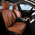 FLORICH Car Seat Covers Front Seats, Luxury Waterproof Faux Leather Seat Covers Cushion, Car Seat Protectors Universal Fit for Most 5 Seats Vehicles - Brown