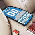 Custom Detroit Car Armrest Covers Personalized Football Style with Name Number Customized Auto Center Console Pad Car Handrail Box Cushion for Most Vehicle Decor Accessories, Fans Gift