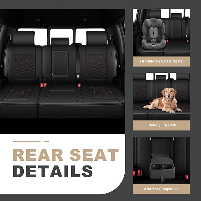 DISUTOGO Full Set Seat Covers Fit for Nissan Altima 2009-2025 2026 Waterproof Faux Leather Automotive Cushion Protector Car seat Covers Compatible Airbag(5 Seats, Red Line)