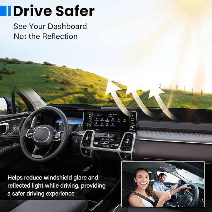 Dash Cover Mat Compatible with Kia Sorento 2021-2025 Car Interior Dashboard Cover Mat Nonslip Dashmat Sunshade Glare UV Rays Protector Accessories Custom Fit