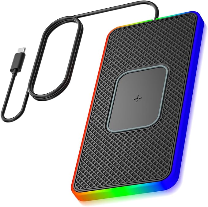 Silicone Wireless Charging Launch Pad Fast Charging Ambient Lights Design Type-C Car Wireless Mobile Phones Charger