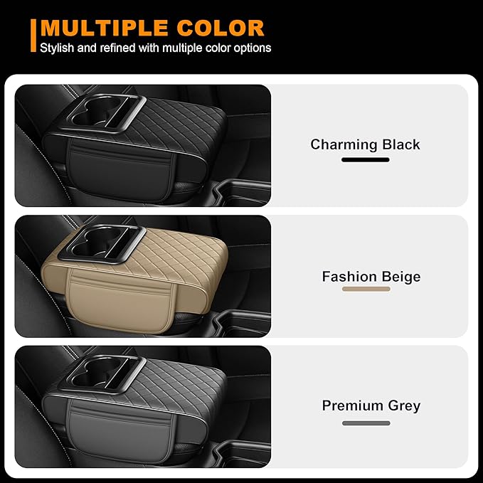 Armrest Cover for Car Fit for Jeep Renegade - Center Console Cover with Cup Holders and 2 Storage Pockets(Beige)