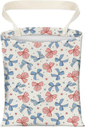 AXZOPDE Cute Car Trash Can, Hanging Canvas Car Back Seat Organizer and Storage Bag, Funny Car Trash Bag for Travelling, Outdoor Cute Blue Red Bow
