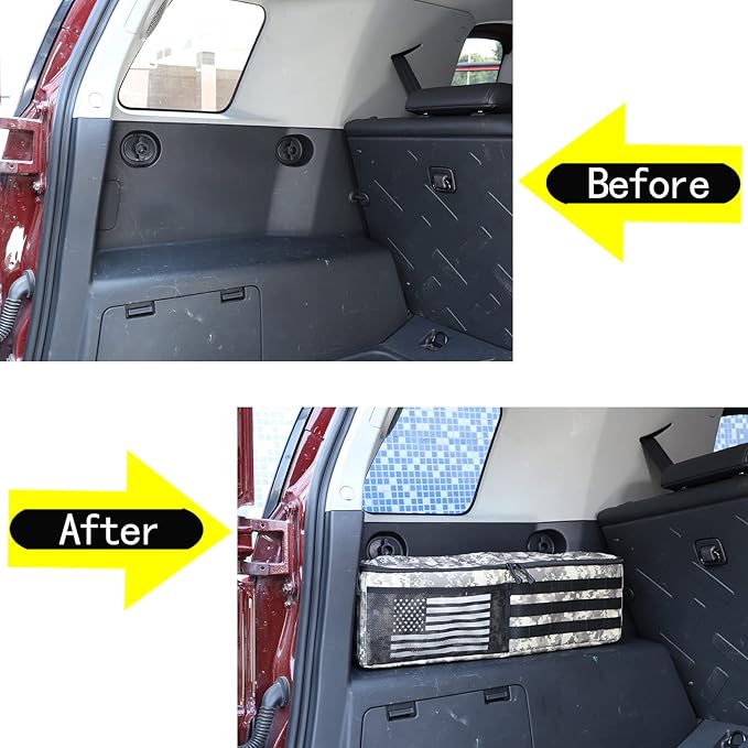 Aunginsy 1PCS Trunk Organizer Compatible with Toyota FJ Cruiser 2007-2021+, Car Left Side Trunk Storage Bag Backseat Hanging Storage Multi-Compartment Space Saving Accessories, With Camouflage Pattern