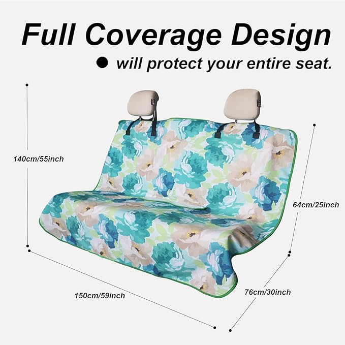 nbnhxnff Sweat Towel Car Seat Cover Protector Rear Seats for Gym Workout, Running, Swimming, Beach and Hiking, Waterproof Universal Seat Cover for Car, Trucks, Van & SUV(Cyan Flower, 1pcs Rear Seat)