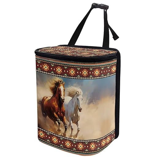 DISNIMO FWestern Horse Car Trash Can Bin Cute Car Garbage Can Leakproof Car Accessories Trash Bin Car Dustbin Organizer Container for Car Office Home