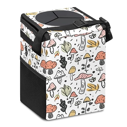 GVGHIDZ Car Trash Can – Multi-Purpose, Lightweight and Portable with Durable Water-Resistant Coating, No Installation Required, Practical and Ample Capacity, Variety of Colors.Mushroom