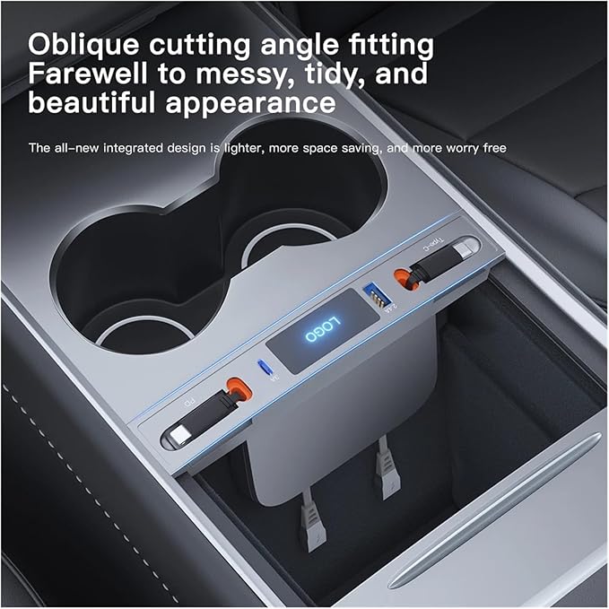 27W Quick Charger USB Shunt HUB Intelligent Docking Station Car Adapter Powered Splitter Extension，Compatible for Tesla Model 3 Model Y(A-pple and A-pple)