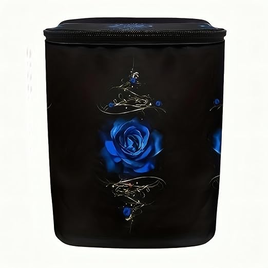 5L Large Capacity Multipurpose Trash Bin for Van Car Trash Can with Lid Trash Bag Hanging with Storage Pockets Leak-Proof SUV Organizer Collapsible and Portable Truck Garbage Bin (Deep Blue Rose)
