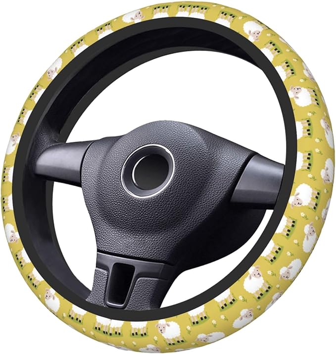 Goats with Flower Universal Fit Steering Wheel Cover for Car, Truck, and SUV, Durable Steering Wheel Protection