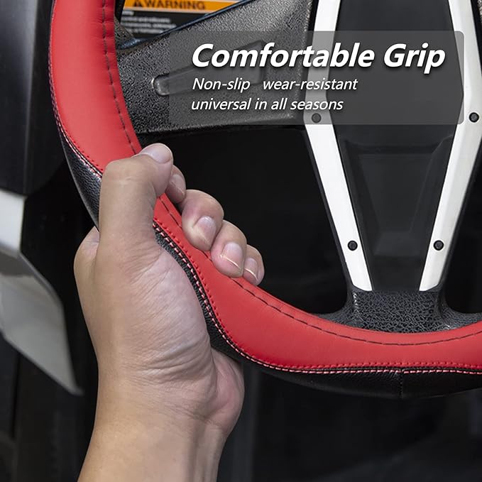 SHEJISI UTV Boat Steering Cover, 13.5"-14" Universal for Club Car DS, Yamaha & More - Non-Slip, Comfortable (Fashion)