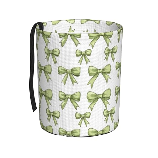 Green Bow Car Trash Can Leak-Proof Waterproof Hanging Trash Bin Collapsible Garbage Can for Car Accessories Travelling Camping