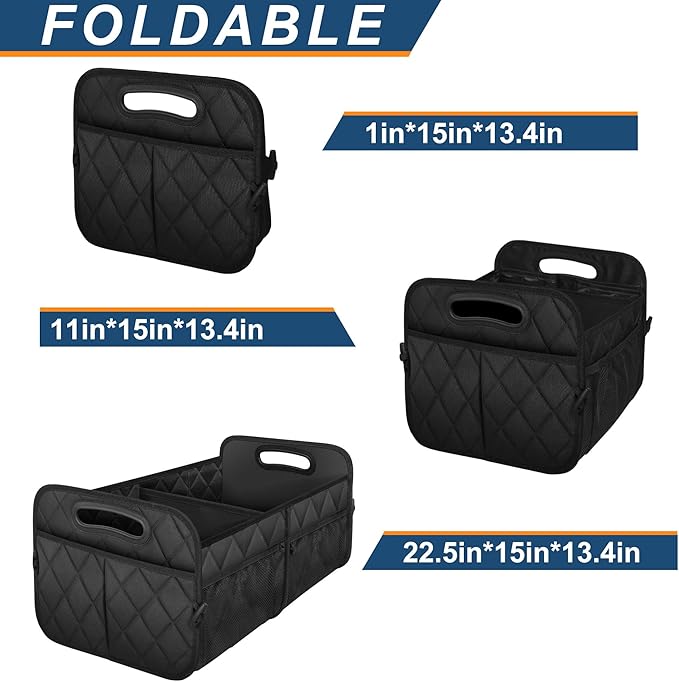 Deosk Collapsible Car Organizer with 6 Pockets, Multi-Compartment Trunk Storage - Black