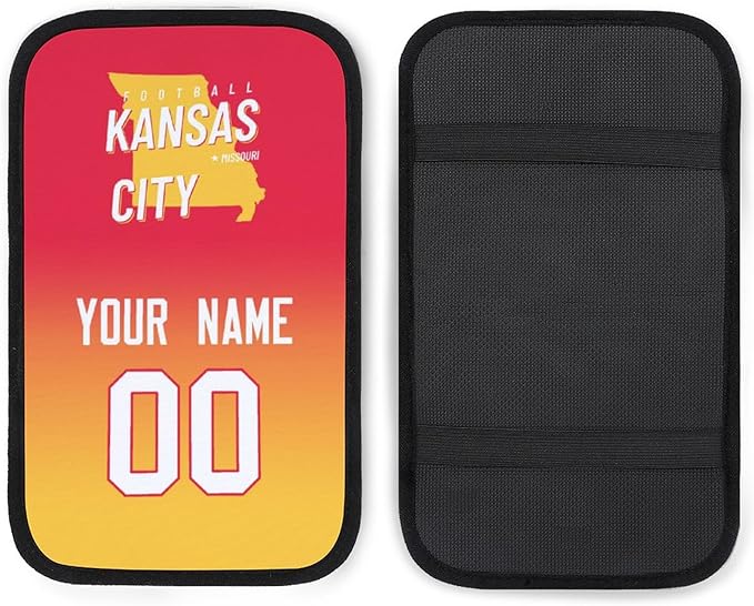 Custom Football Car Armrest Covers Universal Auto Center Console Pad Car handrail Box Cushion Personalized Add Name & Number Fans Gift Fit Suit for SUV Truck Sedan Van