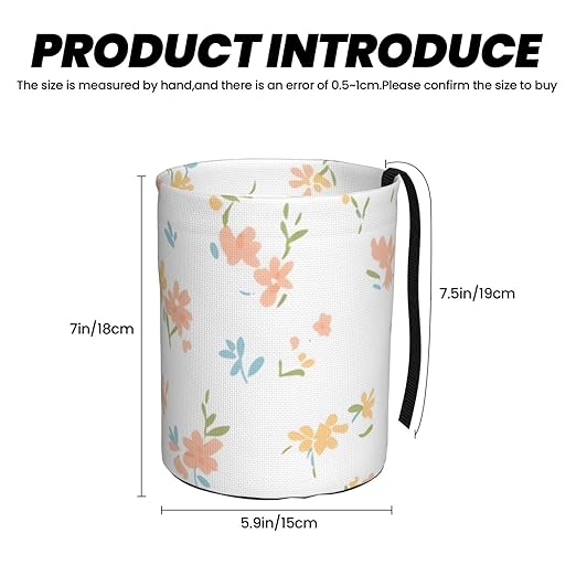 Kaifanee Car Trash Can Hanging, Yellow and Pink Floral Fragments Waterproof Auto Garbage Bin Universal Vehicle Waste Container, 3.5L Capacity