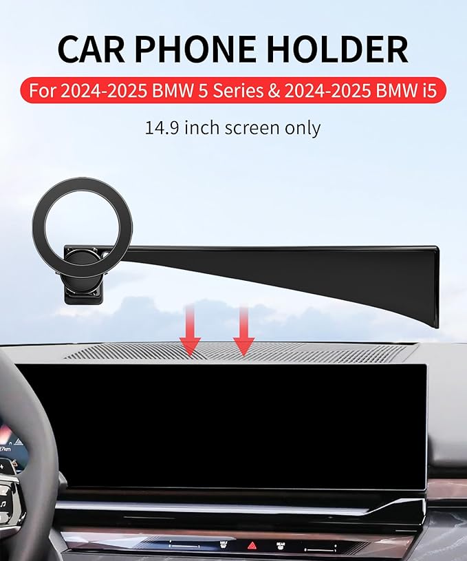 Car Phone Holder for 2024 2025 BMW 5 Series/i5 Accessories 14.9 inch Screen Fixed Clip, Phone Mount Compatible with MagSafe, Cell Phone Holder Does Not Affect Air Vent