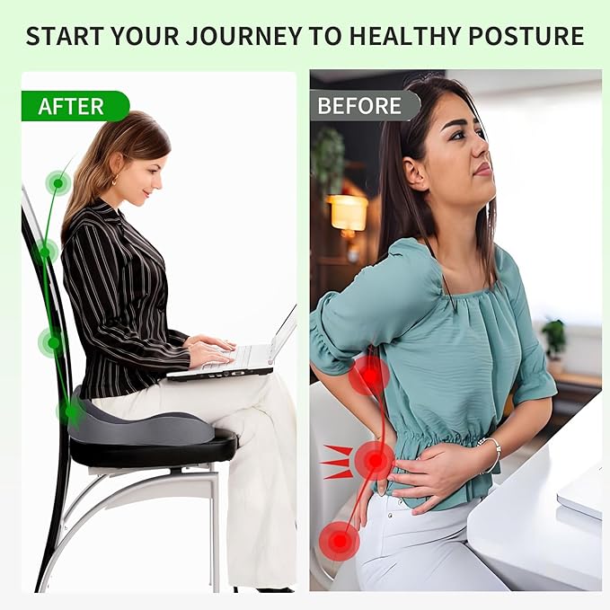 L‑shaped Ergonomic Seat Cushion for Office Chair & Car – One-Piece Memory Foam Chair Pad with Lumbar Back Support, Comfortable Design for Long Sitting, with Lumbar Support for Extended Sitting